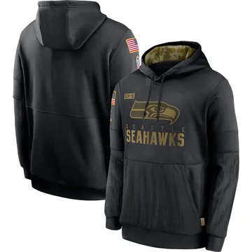 Men's Seattle Seahawks Black 2020 Salute to Service Sideline Performance Pullover Hoodie By Nike