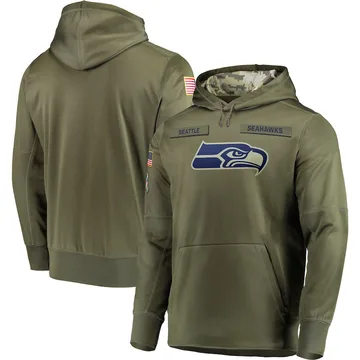 Men's Seattle Seahawks Olive 2018 Salute to Service Sideline Therma Performance Pullover Hoodie By Nike