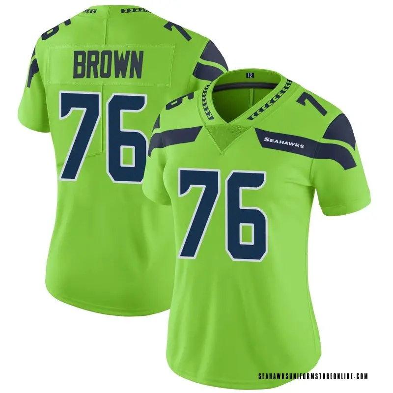 Women's Seattle Seahawks Duane Brown Green Limited Color Rush Neon Jersey